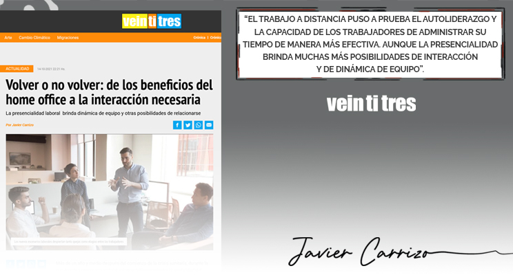 Volver o no volver: de los beneficios del home office a la interacción  necesaria - Javier Carrizo